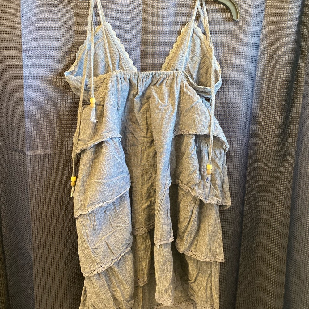 Gray Tiered Ruffle Dress - Picture 4 of 5
